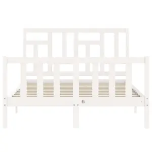 Berkfield Bed Frame with Headboard White 140x200 cm Solid Wood