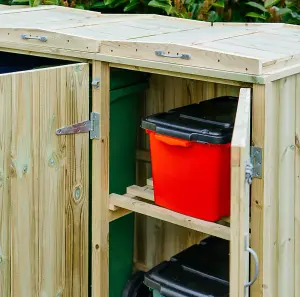 Shireburn 4 Wheelie Bin/2 Recycle Box Store - Timber - L80.4 x W342.2 x H120 cm