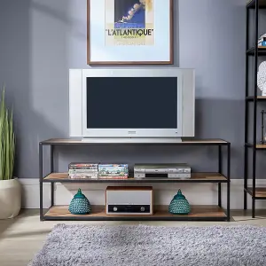 Home Source Oakmere Industrial Media and TV Stand Unit Black and Oak Effect