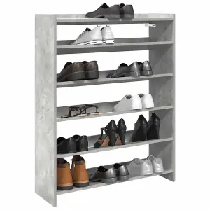 Berkfield Shoe Rack Concrete Grey 80x25x100 cm Engineered Wood