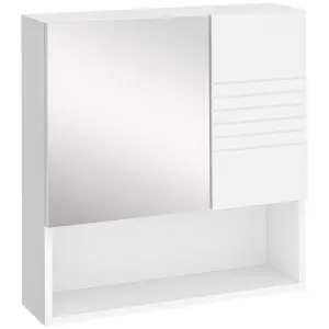 kleankin Bathroom Wall-Mounted Mirror Cabinet w/ Double Door Adjustable Shelves