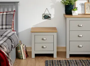 GFW Lancaster 2 Drawer Bedside Grey