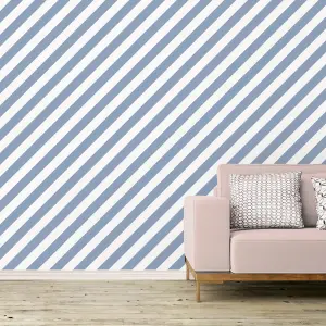 Galerie Simply Stripes 3 Blue Diagonal Stripe Smooth Wallpaper