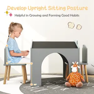 Costway Kids Table and Chair Set Children Wooden Children Activity Desk W/ Chalkboards