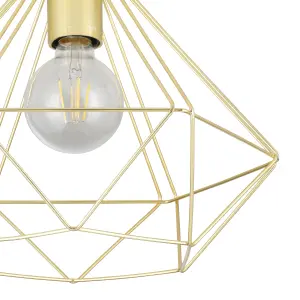 GoodHome Hexagon Gloss Metal Brass effect Ceiling light