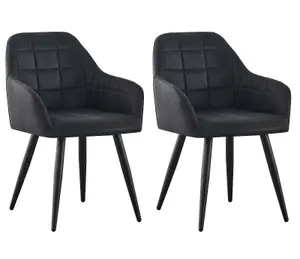 MCC Direct Adrian Faux Suede Leather Dining Chairs Set of 2 Black