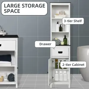 kleankin Freestanding Tallboy Storage Unit W/ Drawer Single Door Cabinet White