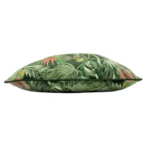 Paoletti Amazon Creatures Tropical Velvet Piped Feather Filled Cushion