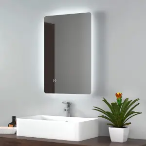 EMKE Illuminated Led Bathroom Mirror with Demister Pad Wall Mounted Dimmable LED Bathroom Mirror, 400x600mm