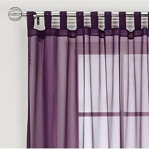 Home Curtains Voile Tab Top Panels 59w x 81d" (149x206cm) Purple (PAIR)