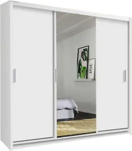 Sliding Wardrobes 4U Meldon Tripple Sliding Door Wardrobe in 6 Colors White, Black, Grey, Oak, Wenge & Walnut - W2500mm, H2170mm