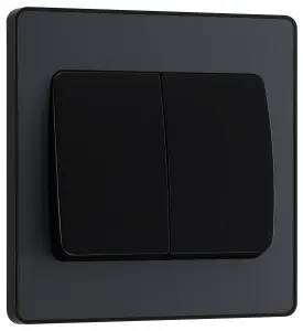 BG PCDMG42WB Matt Grey Evolve 2 Gang 20A 16AX 2 Light Switch-Black Insert