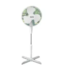 16inch Lightweight Pedestal Fan Portable 3 Speed Low Noise Oscillation Powerful Airflow Adjustable Tilt 3 Years Guarantee White