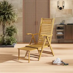 Foldable Adjustable Bamboo Indoor and Outdoor Wooden Rocking Chair Sun Lounge Recliner Chair