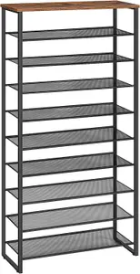 10-Tier Shoe Rack, Large Capacity Shoe Storage Organizer, Shoe Storage Unit for 27-36 Pairs of Shoes, Tall Shoe Shelf, Detachable