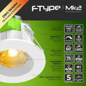 Luceco FType Mk2 Matt White Fixed LED Fire-rated Warm white Downlight 6W IP65