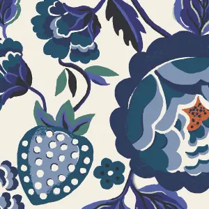 Cath Kidston Strawberry Gardens Glass Splashback - Blue (600x750mm)