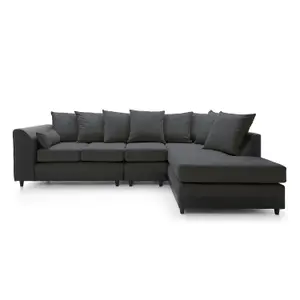 Dylan Large Corner Sofa Right Facing in Black Grey