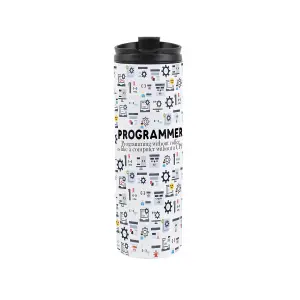 Programmer Travel Mug - Novelty Computing & Technology Gift - Stainless Steel Double-Walled Hot/Cold Drinks Travel Flask