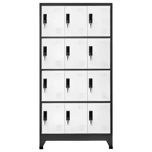 Berkfield Locker Cabinet Anthracite and White 90x45x180 cm Steel