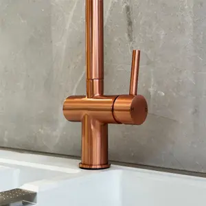 Liquida W15CP Single Lever Swivel Spout Pull Out Copper Kitchen Mixer Tap