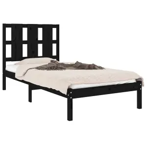 Berkfield Bed Frame Black Solid Wood Pine 100x200 cm