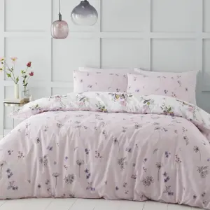 Catherine Lansfield Bedding Songbird Duvet Cover Set with Pillowcase Pink