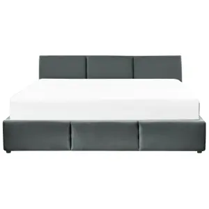 Velvet EU Super King Size Ottoman Bed Dark Grey BOUSSE