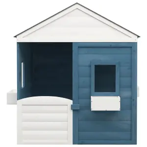 Berkfield Playhouse with Lockable Door and Flower Pots Solid Wood Fir