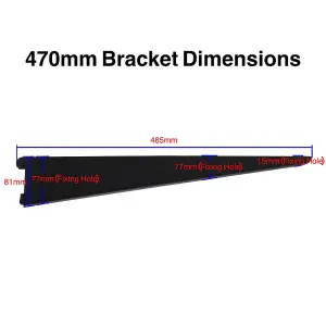 EAI Twin Slot Brackets 470mm Black Pack of 2 - Genuine 32mm Twin Slot Ajustable Wall Shelving