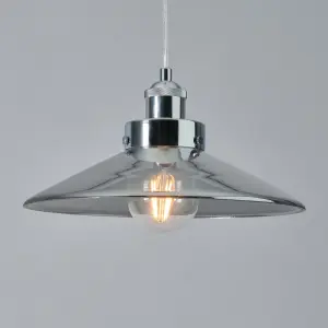 1 Light Conical Smoke Glass Shade Pendant - Nickel