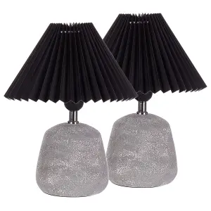 Set of 2 Ceramic Table Lamps Black ZEYI