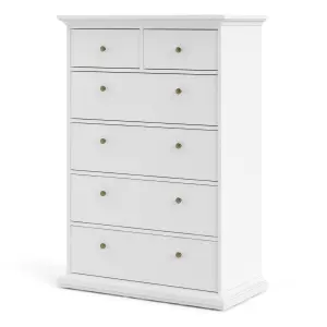 Paris Chest of 6 Drawers in White