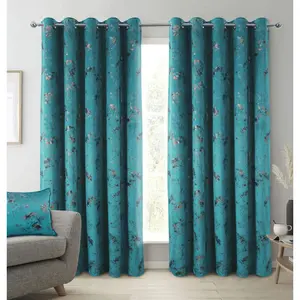 Rosenbalm Eyelet Room Darkening Thermal Curtains (Set of 2) Teal