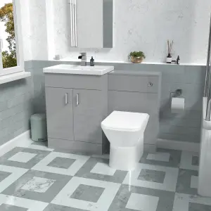 Nes Home 1100mm Freestanding Grey Basin Vanity Unit & Back To Wall Toilet