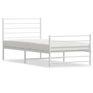 Berkfield Metal Bed Frame with Headboard and Footboard White 75x190 cm 2FT6 Small Single