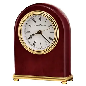 Mid-Century Modern Roman Numeral Metal Quartz Movement / Crystal Alarm Tabletop Clock in