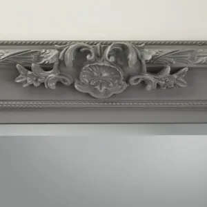 Wall Mirror Carved Louis Rectangular Shape with Grey Ornate Frame- H110cm x W 80cm x D 6.5cm for Hang it on a Gallery Wall