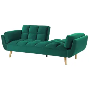 Beliani Retro Sofa Bed ASBY Green Velvet