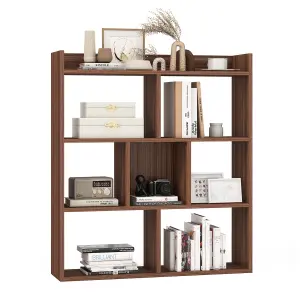 Costway 7 Cubes Open-back Bookshelf Home Storage Display Shelf Wooden Bookcase