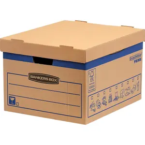 10 BANKERS BOX Cardboard Moving Boxes 47L Heavy Duty Double Wall Boxes Pack of 10