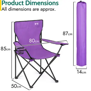 Folding Camping Chair Lightweight Portable With Cup Holder Fishing Outdoor Purple Trail