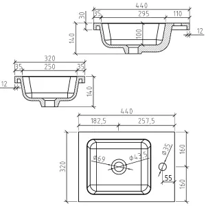 Rigel Concrete Wall Hung Cloakroom Vanity Unit with Resin Basin (W)44cm (H)63cm