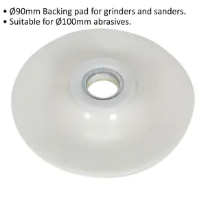 90mm Backing Pad for Angle Grinders - Compatible with 100mm Abrasives