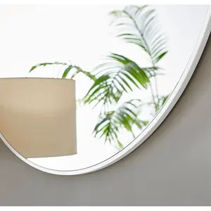 Alcantera Round Metal Frame Wall Mirror Simple and Elegant Modern Design White / 100cm H x 100cm W