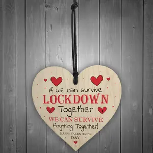 Red Ocean Lockdown Valentines Day Gifts Novelty Wood Heart Sign Gifts For Him Boyfriend Gifts For Him