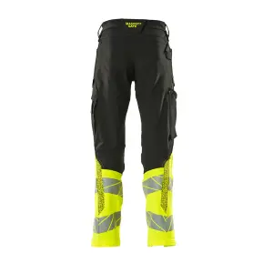 Mascot Accelerate Safe Trousers with Kneepad Pockets (Black/Hi-Vis Yellow)  (33.5) (Leg Length - Long)