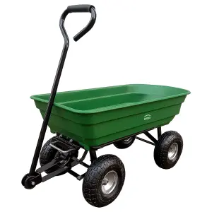 simpa Multi-Purpose Green All Terrain Tipping Barrow Cart with Pneumatic Tyres