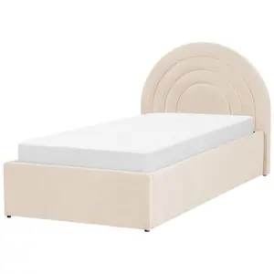 Velvet EU Single Size Ottoman Bed Beige ANET