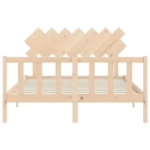 Berkfield Bed Frame with Headboard King Size Solid Wood